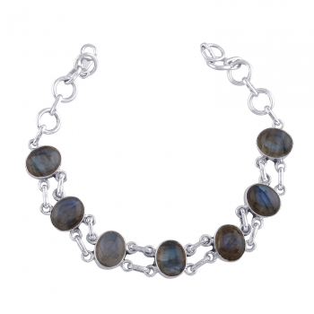 solid silver blue fire labradorite bracelet
